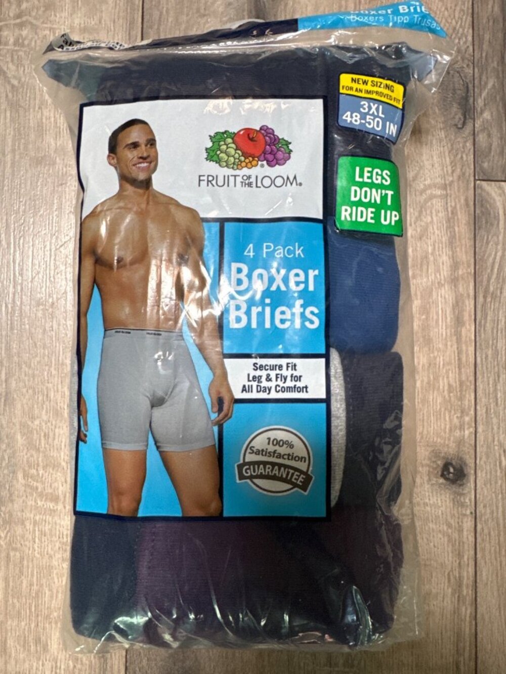 Fruit Of The Loom NIP Mens 4-Pack Boxer Briefs 3XL 48-50" Waist Color Cotton 201